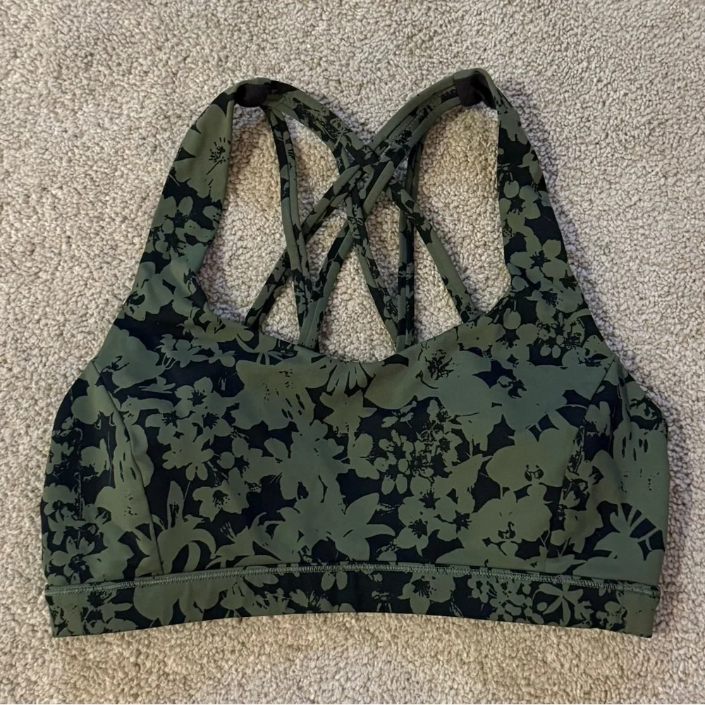 2018 Lululemon Free To Be Serene Bra Efflorescent Barracks Green Black Size 6